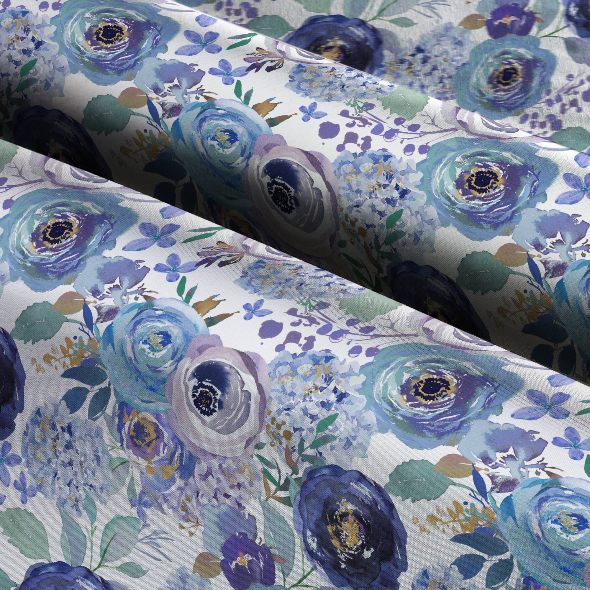 Suzanne Nicoll Blue Peacock Floral No.2 Cotton Fabric